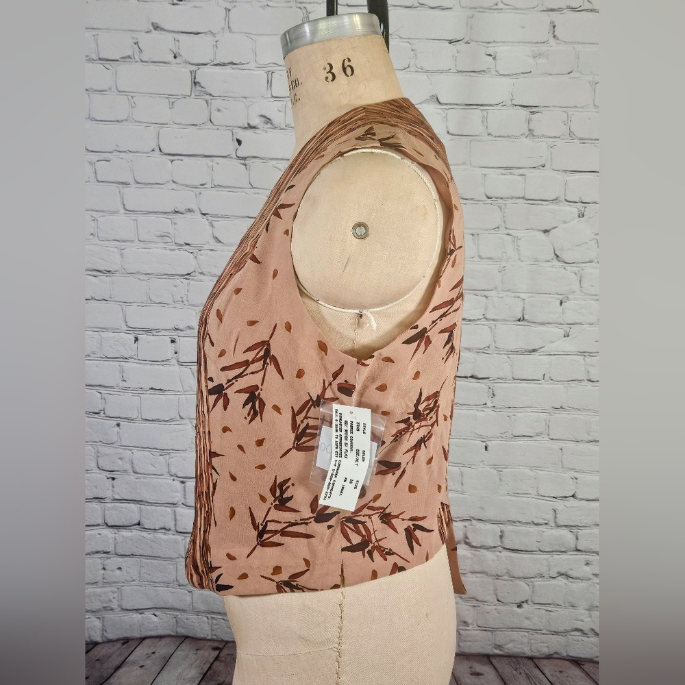 Doncaster NWT Brown & Tan Bamboo Leaf Rayon & Flax Vest Size 16 - Picture 2 of 8